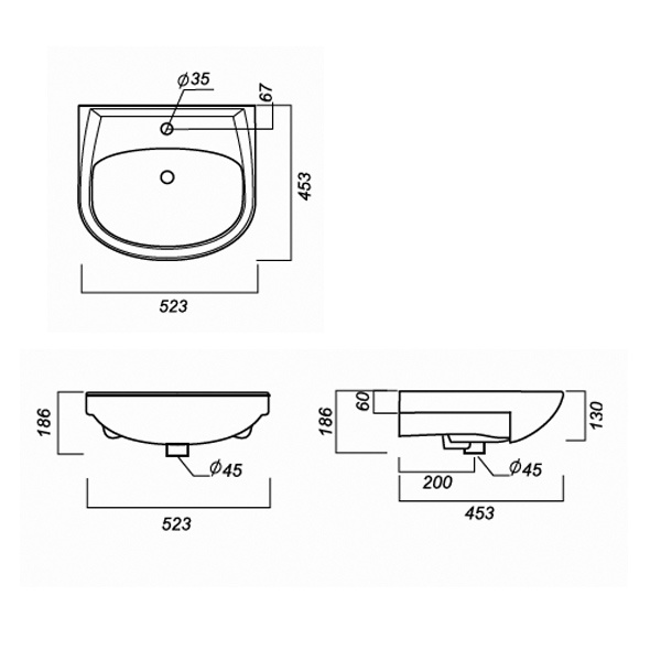 Умывальник Sanita Luxe Attica 50 белый WB.FN/Attica/50-C/WHT.G/S1