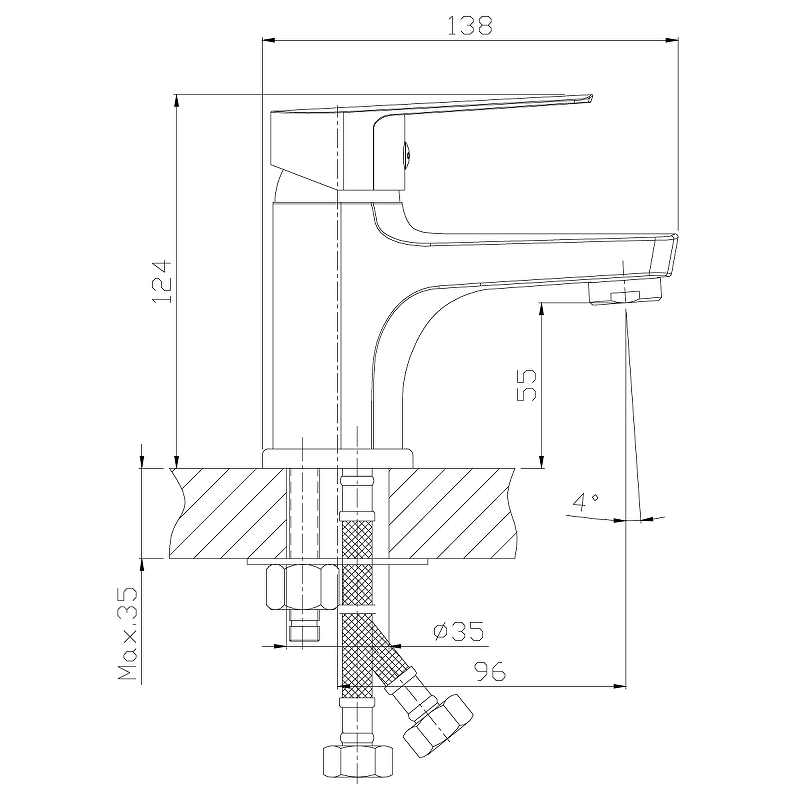 Смеситель для умывальника и биде Rossinka Silvermix S35-15 одноручный хром S35-15