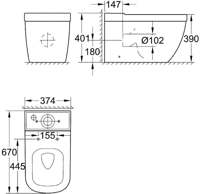 Унитаз напольный безободковый GROHE Euro Ceramic 39338000