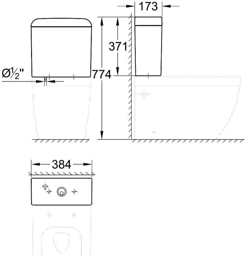 Бачок для унитаза GROHE Euro Ceramic с нижней подводкой 39332000