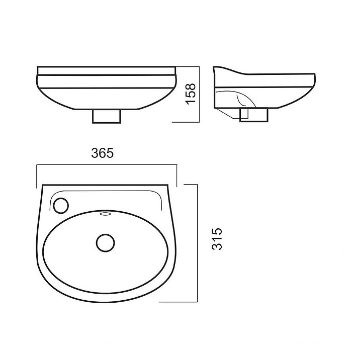 Умывальник Rosa Лада Мини 37 см белый WB.MN/Lada/37-L/WHT.G/S1