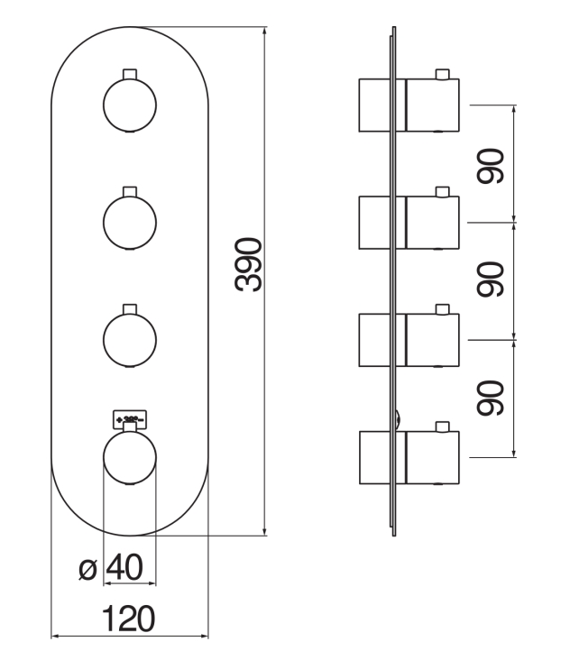 Термостатический смеситель для ванны Webert Live 4 выхода внешняя часть матовый черный WE00104/TBM
