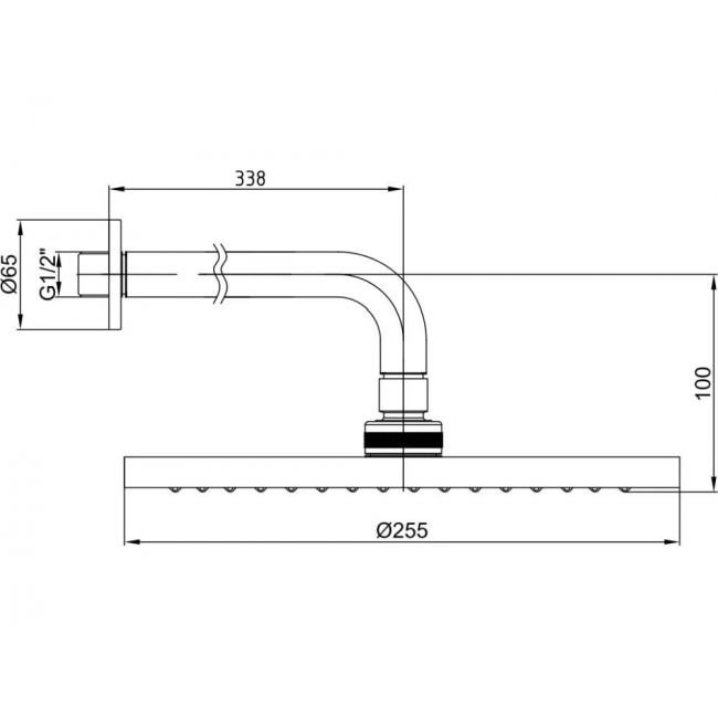Верхний душ TOPAZ MYRA круглый 255 мм с держателем матовый черный 102145034C1EX