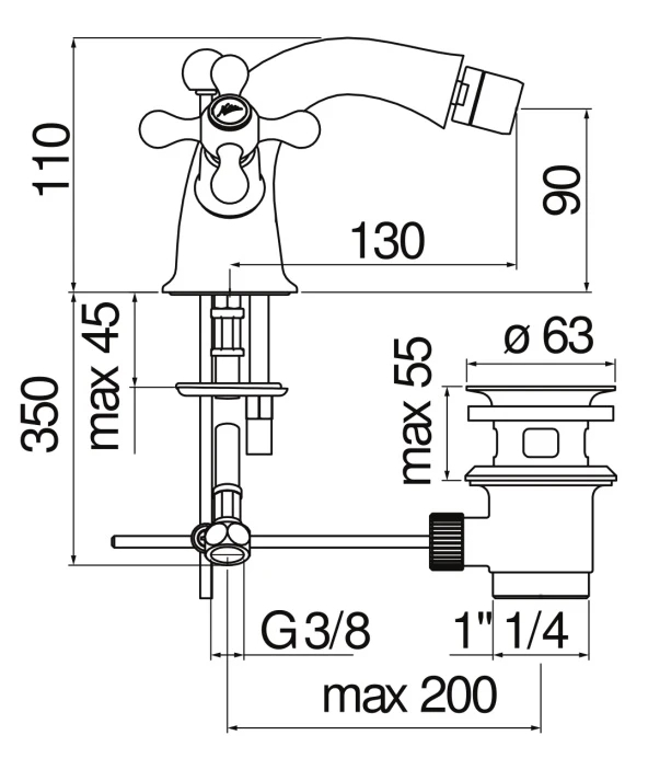 Смеситель для биде Boheme Grazia золото GRC5119/6GDP