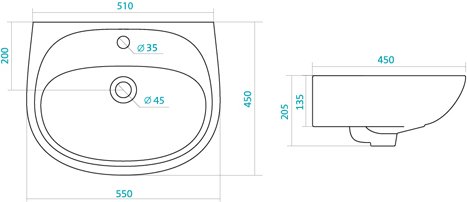 Умывальник Santek Анимо 55 см 1.WH11.0.502