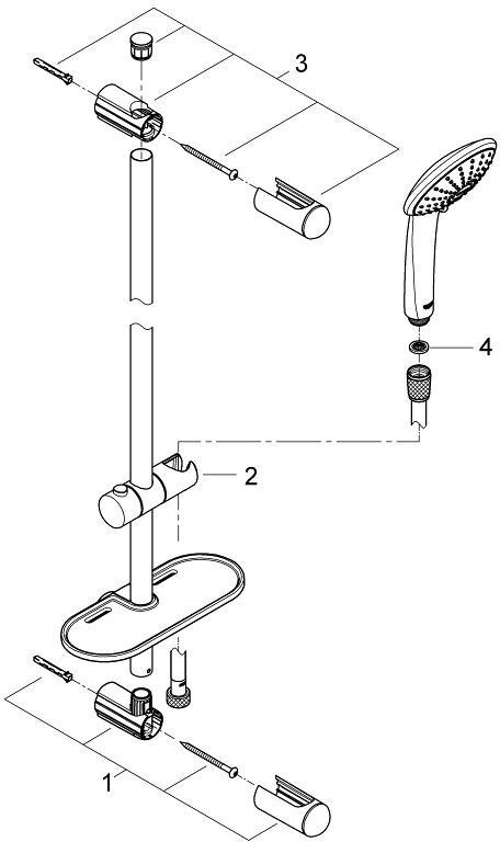 Душевой гарнитур GROHE Euphoria Massage 110 III штанга 900 мм шланг 1750 мм хром 27226001