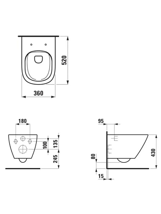 Унитаз подвесной Laufen LUA безободковый 520x360 мм белый глянец 8.2008.0.000.000.1