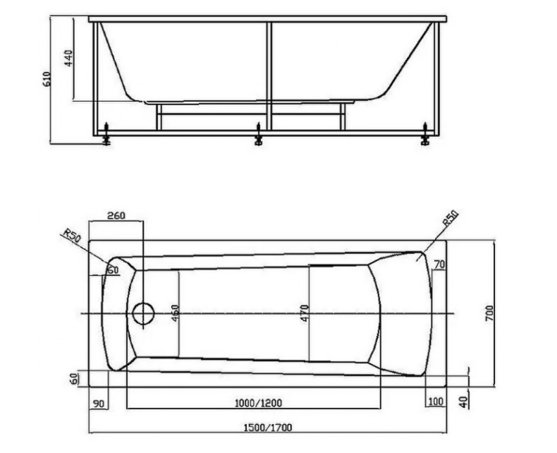 Ванна акриловая Aquatek Либра 150х70 см LIB150-0000053