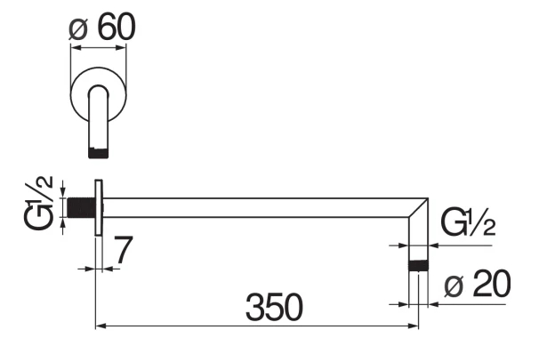 Держатель верхнего душа Paffoni 35 см шлифованная сталь AD138/44IX