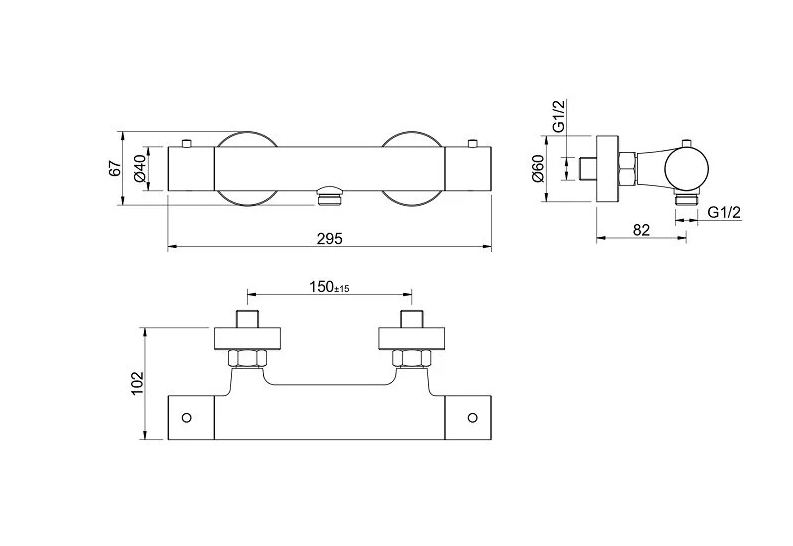 Смеситель для душа термостатический Aquanet Европа шлифованное золото AQ1363BG
