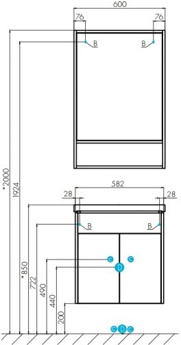 Зеркальный шкаф AQUATON Флай 60 дуб крафт/белый 1A237602FA860