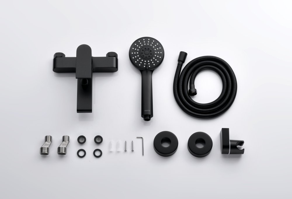 Смеситель для ванны с душевым набором Aquanet ЛИРА 3jet матовый черный AQ1449MB