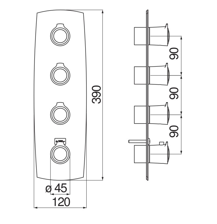 Смеситель термостатический для ванны TopZero Sofi 4 выхода внешняя часть золото SI98104GDP