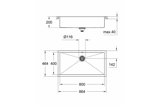 Кухонная мойка GROHE K700 90-S 86.4x46.4 см нержавеющая сталь 31580SD1