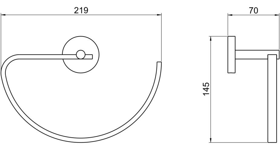 Полотенцедержатель овальный Aquanet БЕТТА матовый черный AQ4621MB