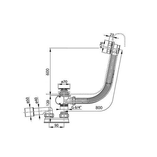 Сточный комплект для ванн RAVAK удлиненный 800 мм хром X01318