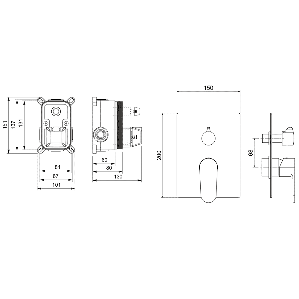 Смеситель для ванны Aquanet Oberon скрытого монтажа 2 режима шлифованное золото AQ1246BG