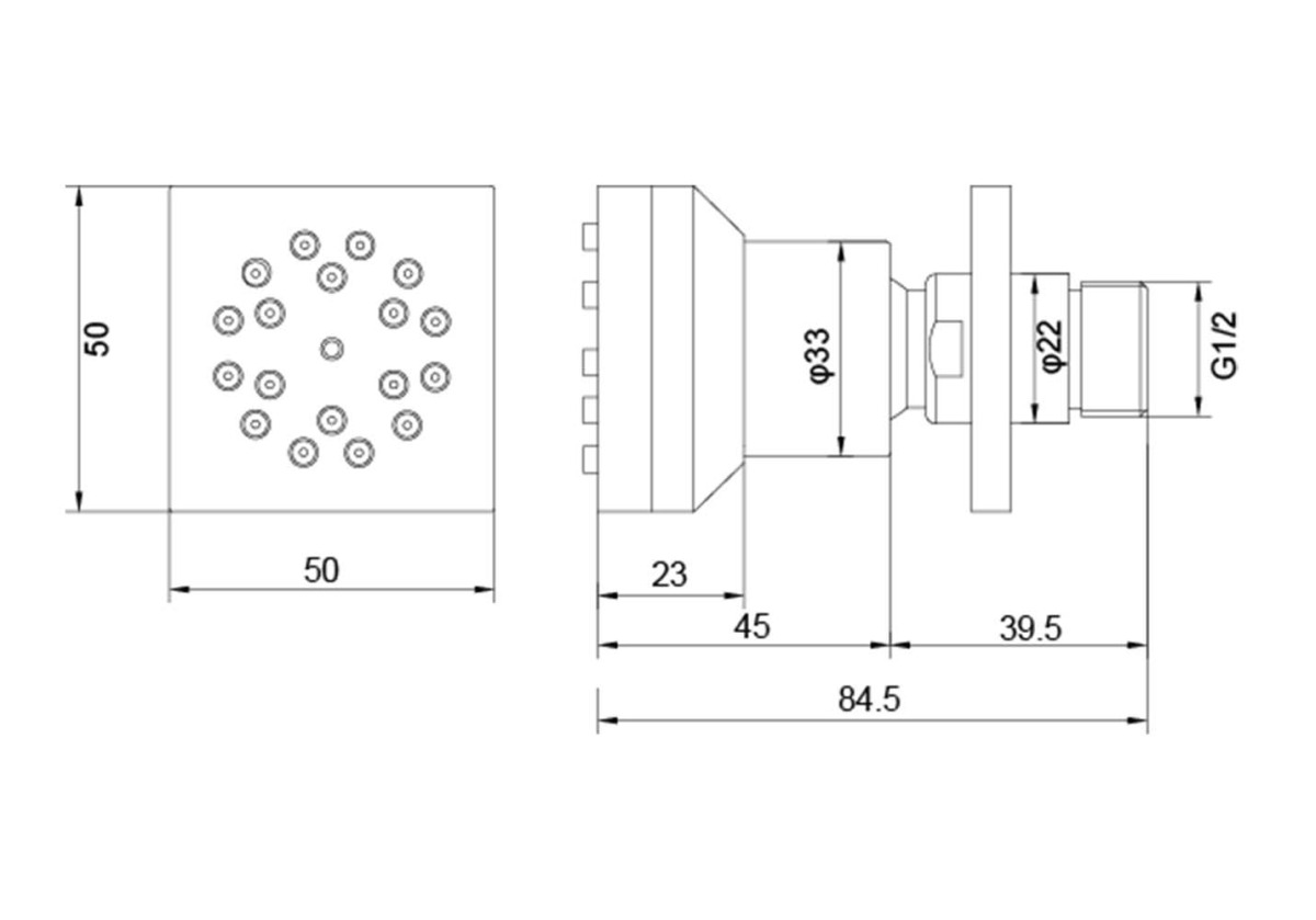 Форсунка боковая Aquanet 50x50 мм хром AQ2098CR