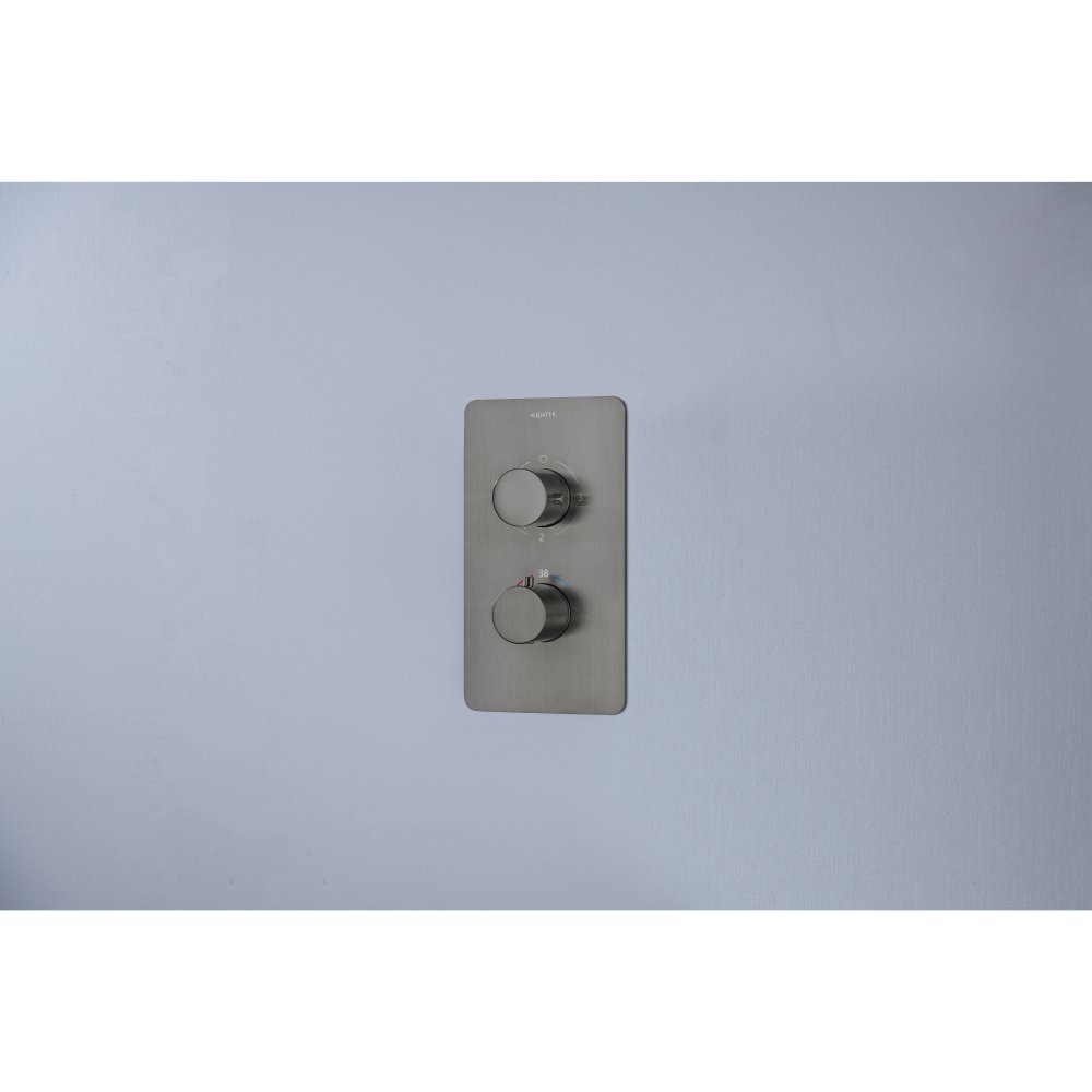 Смеситель термостатический для ванны Aquanet Европа 3 режима комплект со скрытой частью оружейная сталь AQ1393BGM