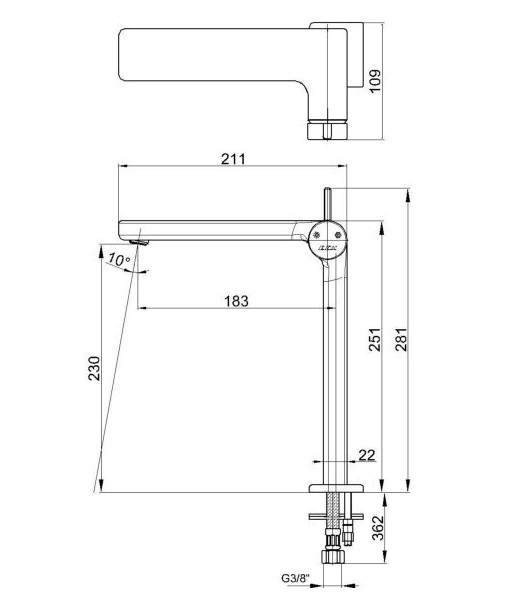 Смеситель для раковины TRES PURITY 230 102188046HEX