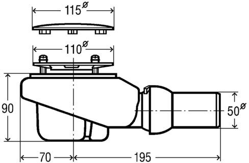 Сифон для душевого поддона Viega Tempoplex Plus 90 мм горизонтальный выпуск хром 578916