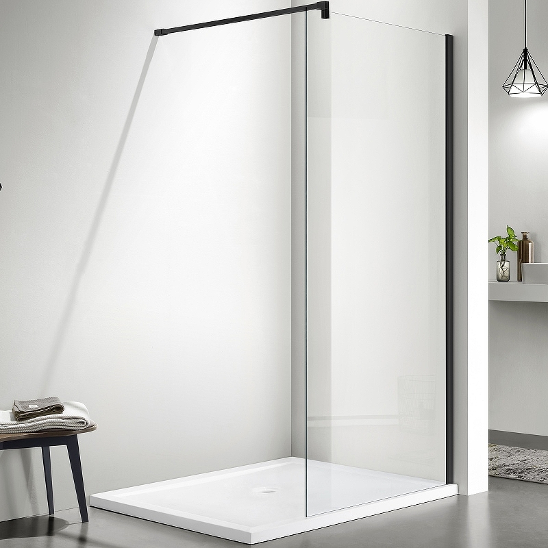 Душевая перегородка Aquanet Walk In WIW 12020BL 1200x2000 мм с держателем черный профиль AQ WIW 12020BL