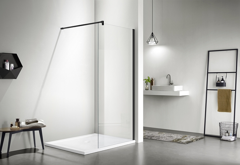 Душевая перегородка Aquanet Walk In WIW 12020BL 1200x2000 мм с держателем черный профиль AQ WIW 12020BL