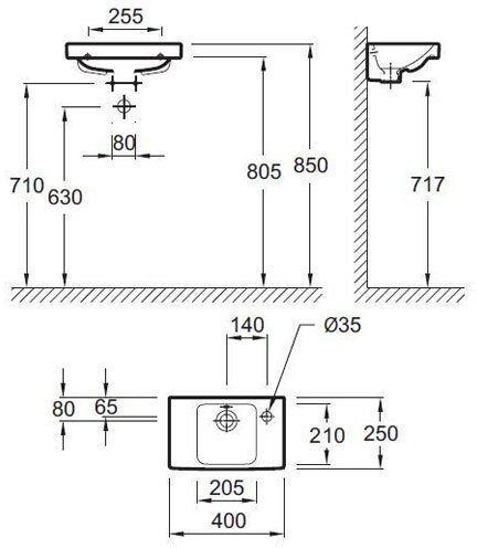 Раковина Jacob Delafon Odeon Up 40x25 см правая E4799G-00