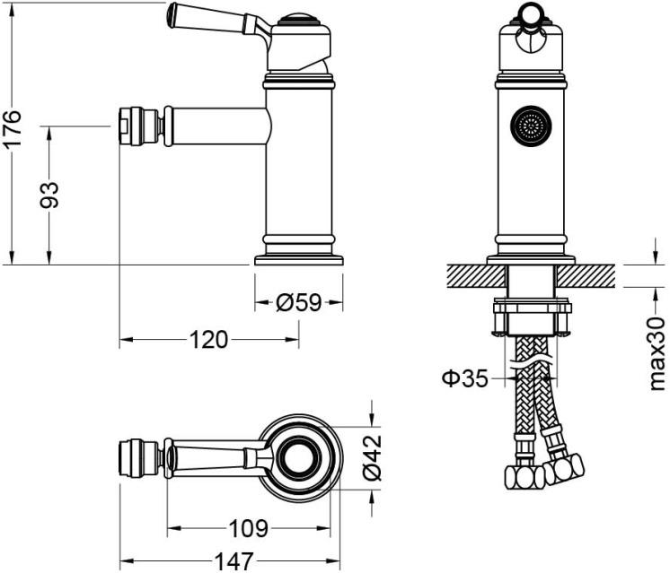 Смеситель для биде Aquanet Классик AQ1518CR