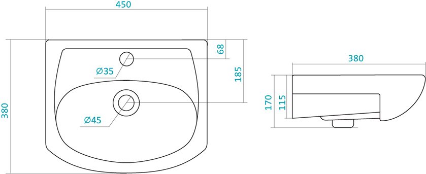 Умывальник Santek Азов 45 см 1.WH11.2.449