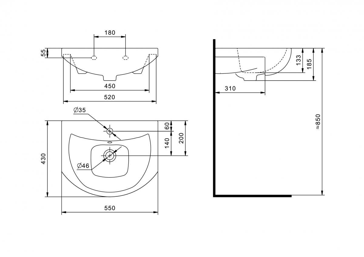 Умывальник Santek Балтика 55 см 1.WH50.1.702