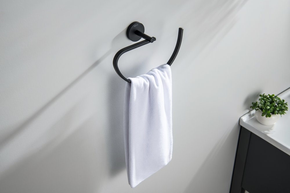 Полотенцедержатель овальный Aquanet БЕТТА матовый черный AQ4621MB