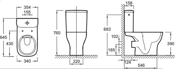 Чаша напольного унитаза Jacob Delafon Struktura Rimless 64x34 см белая UJX102-00