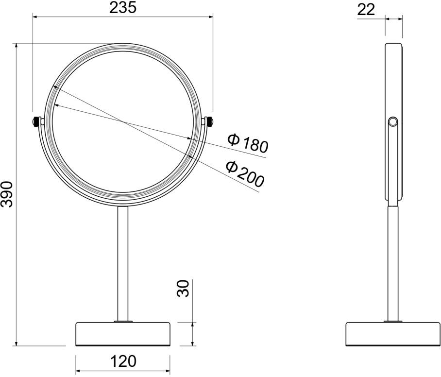 Зеркало косметическое настольное Aquanet 5x увеличение хром AQ4914CR