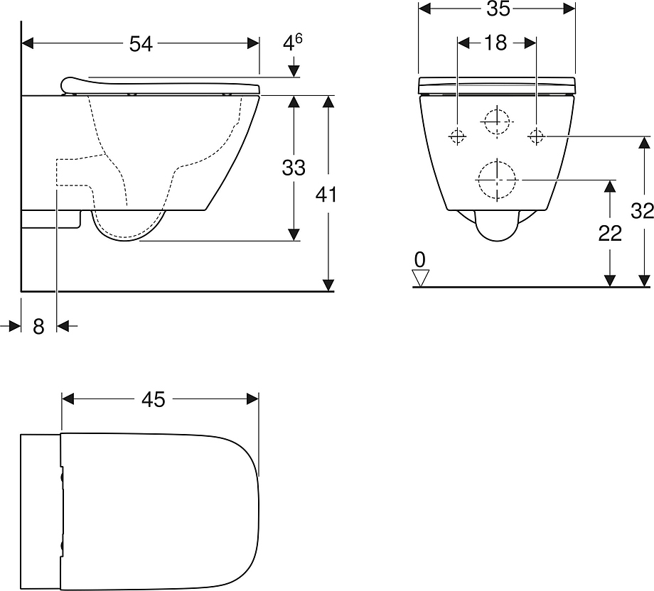 Унитаз подвесной Geberit Smyle Square Rimfree с сиденьем SoftClose 500.683.01.2