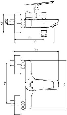 Смеситель для ванны VitrA Niobe 102102482EX