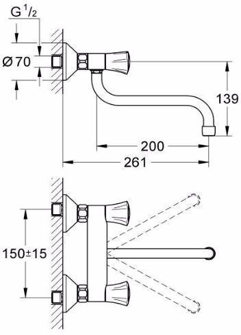 Смеситель для кухни GROHE Costa L настенный хром 31187001