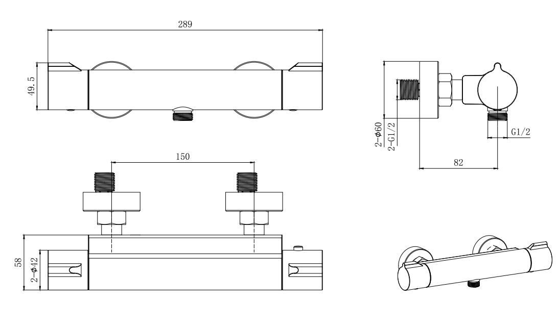 Смеситель для душа термостатический Aquatek Вега хром AQ1063CR