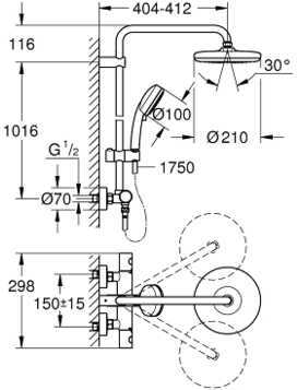 Душевая система GROHE Tempesta Cosmopolitan 210 с термостатическим смесителем хром 27922001