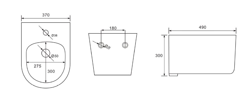 Биде подвесное Aquanet Мия 490x370x300 мм черный матовый AQ1004-MB