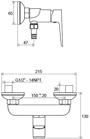 Смеситель для душа Ravak Classic CL 032.00/150 150 мм X070084