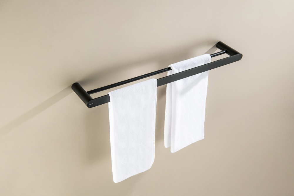 Полотенцедержатель двойной Aquatek Лира 600 мм матовый черный AQ4430MB