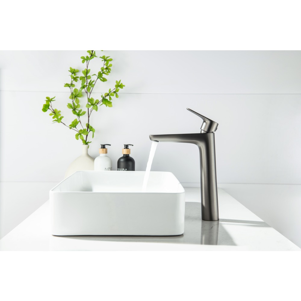 Смеситель для раковины Aquanet Бетта высокий 230 мм оружейная сталь AQ1104BGM