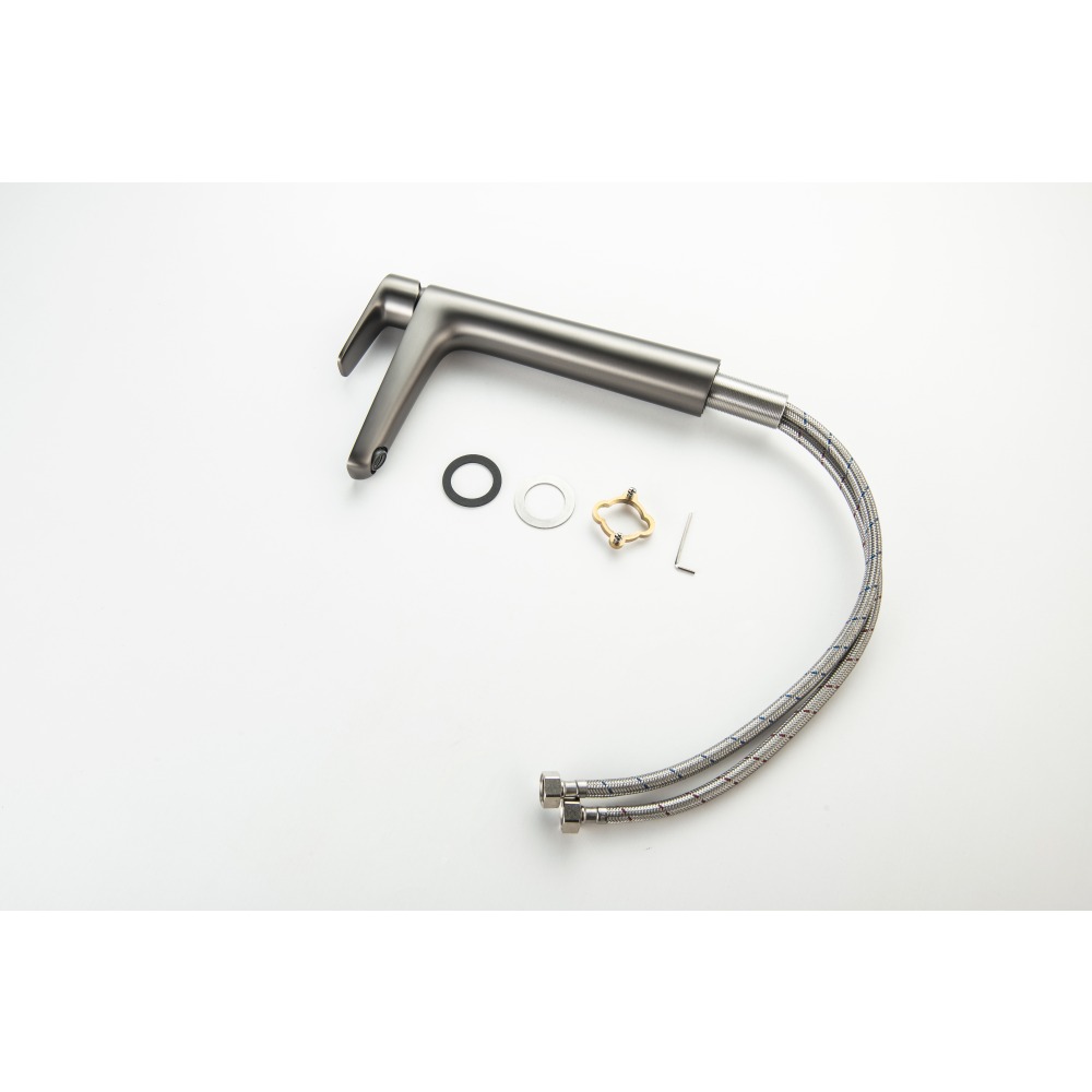 Смеситель для раковины Aquanet Бетта высокий 230 мм оружейная сталь AQ1104BGM