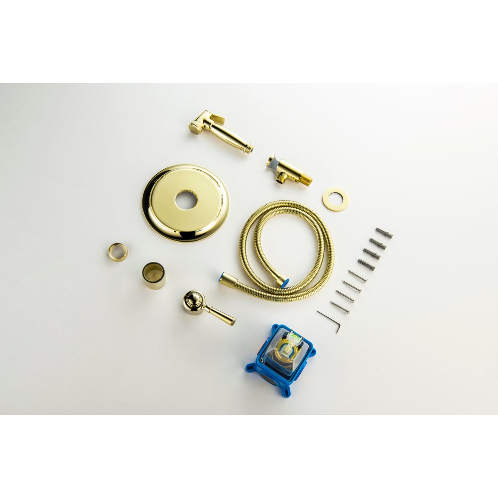 Набор с гигиеническим душем Aquanet Классик со смесителем полированное золото AQ1519PG