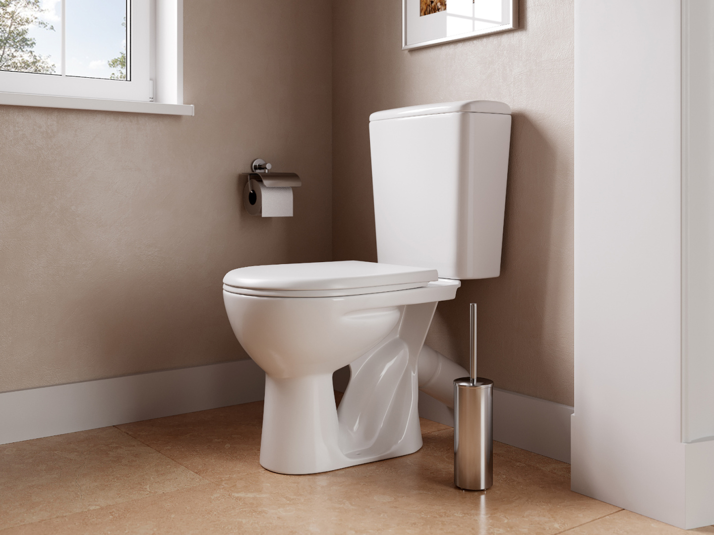 Унитаз-компакт Sanita Орион белый сиденье полипропилен косой выпуск 1.P400.8.S00.00B.F