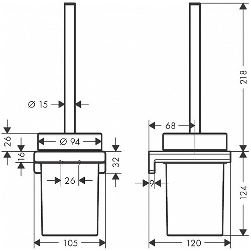 Ершик для унитаза настенный Hansgrohe AddStoris Хром 41752000