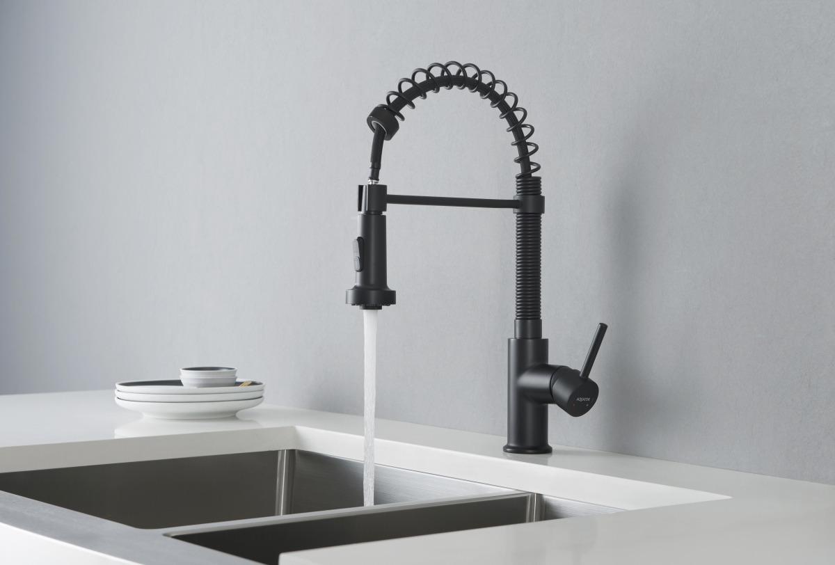 Смеситель для кухни Aquanet Европа профессиональный 2 jet матовый черный AQ1387MB