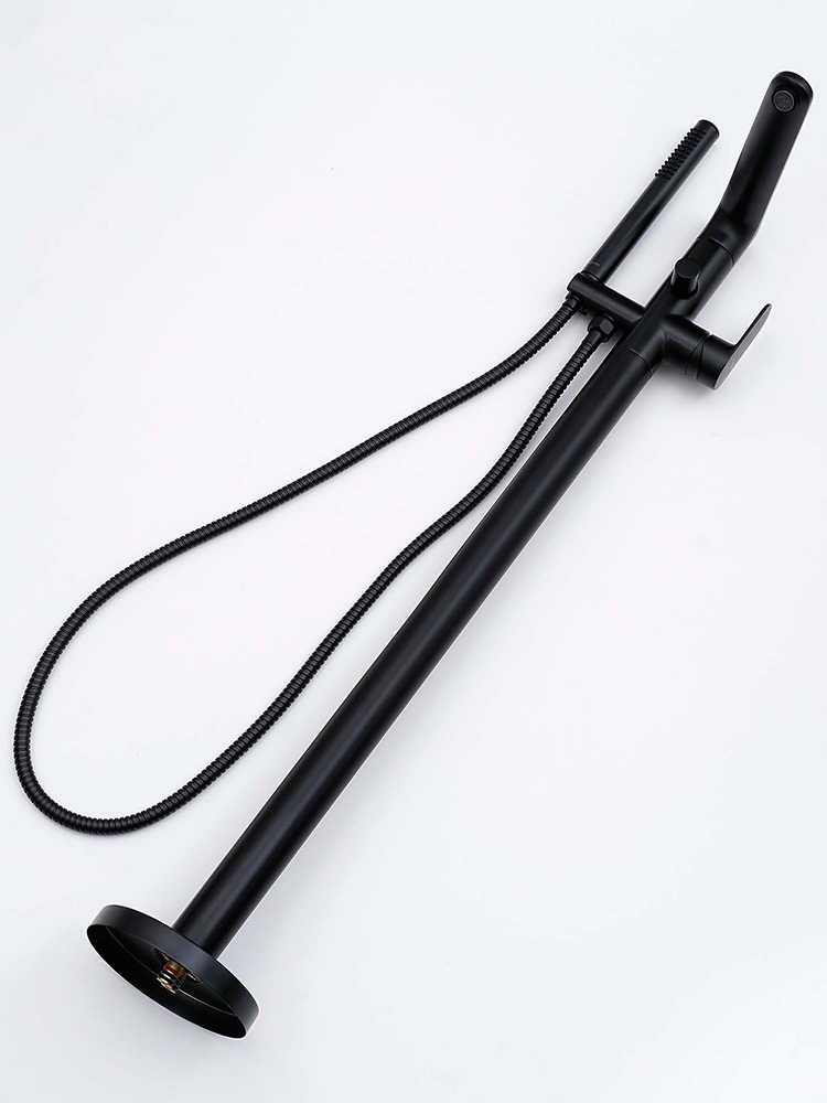 Смеситель для ванны напольный Aquanet Ника матовый черный AQ1845MB