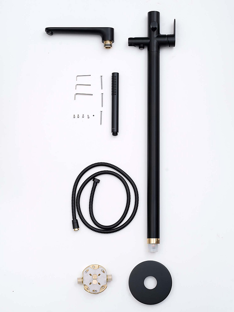 Смеситель для ванны напольный Aquanet Ника матовый черный AQ1845MB